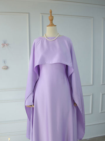 ELYSIA - LILAC SILK CAPE DRESS