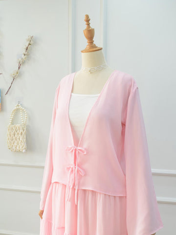 LYVIA - PASTEL PINK FRONT TIE COVERUP TOP
