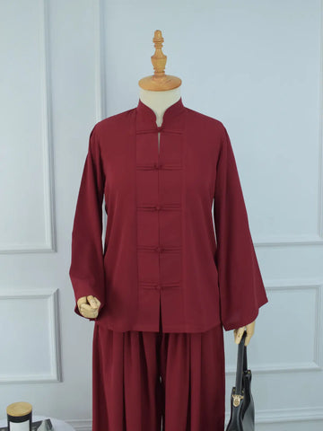 MEILIN - MAROON MANDARIN TOP