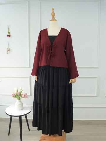 VELORA - BLACK 4 TIERED SKIRT