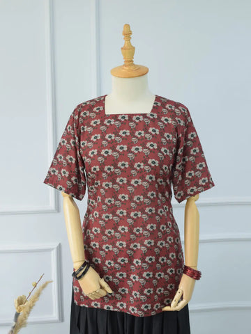 ROSE BLOOM - MAROON FLORAL CORSET KURTI