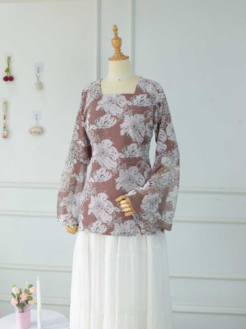 BRUNELIA - PINKISH BROWN FLORAL FAIRY KURTI