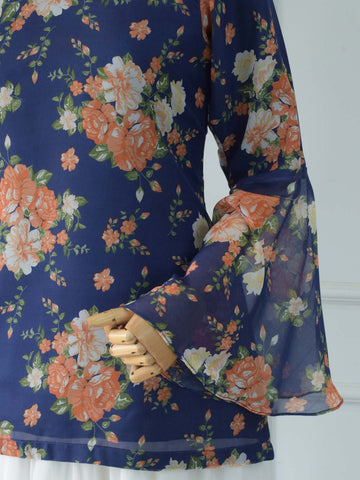 ISMARA - DARK BLUE FLORAL FAIRY KURTI