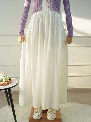 DAZY - WHITE FLARED SKIRT WITH BOW POCKETS