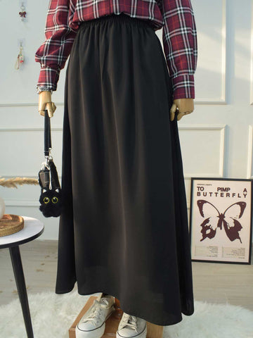 NYRA - BLACK MODEST A-LINE FLOWY SKIRT