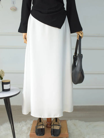 IVORIE - WHITE A-LINE SILK SKIRT