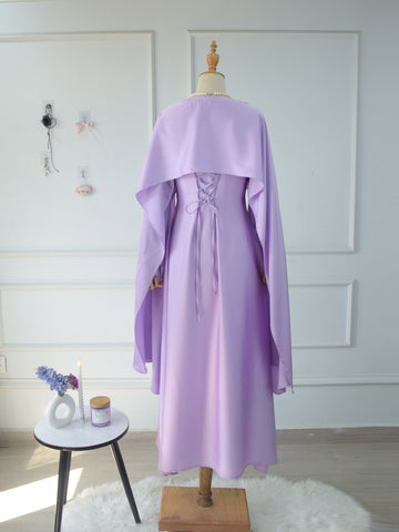 ELYSIA - LILAC SILK CAPE DRESS
