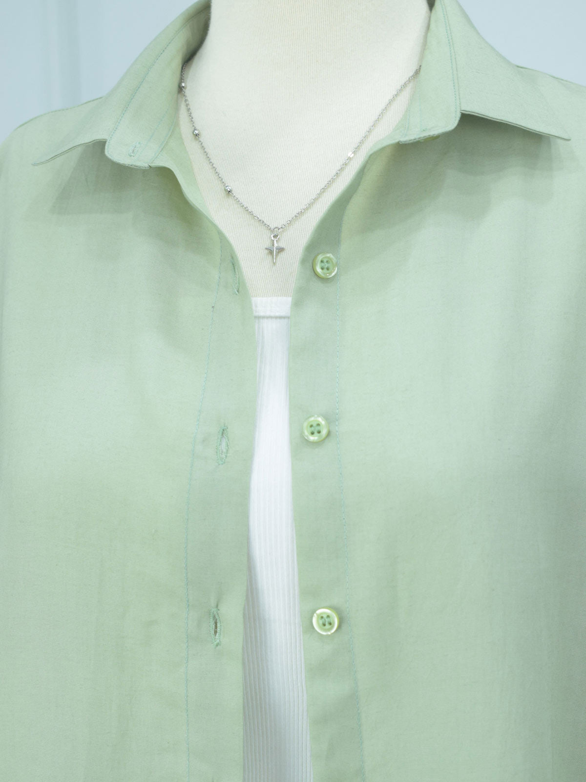 SAGE DEW - SAGE GREEN OVERSIZED BUTTON-DOWN SHIRT L SAGE DEW - SAGE GREEN OVERSIZED BUTTON-DOWN SHIRT L