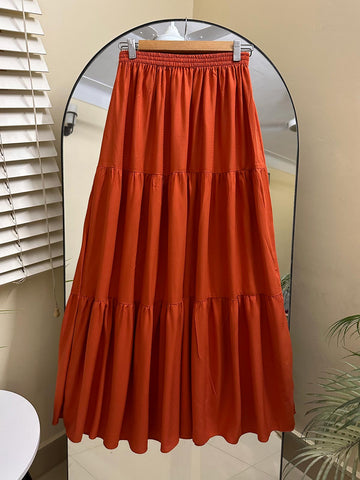 PUMPKIN - DARK ORANGE 3 TIERED SKIRT