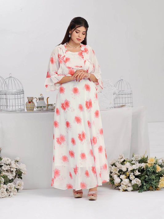 ROSIE - PINK FLORAL LONG DRESS