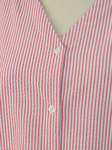 ROSALINE - RED TEXTURED STRIPE TOP