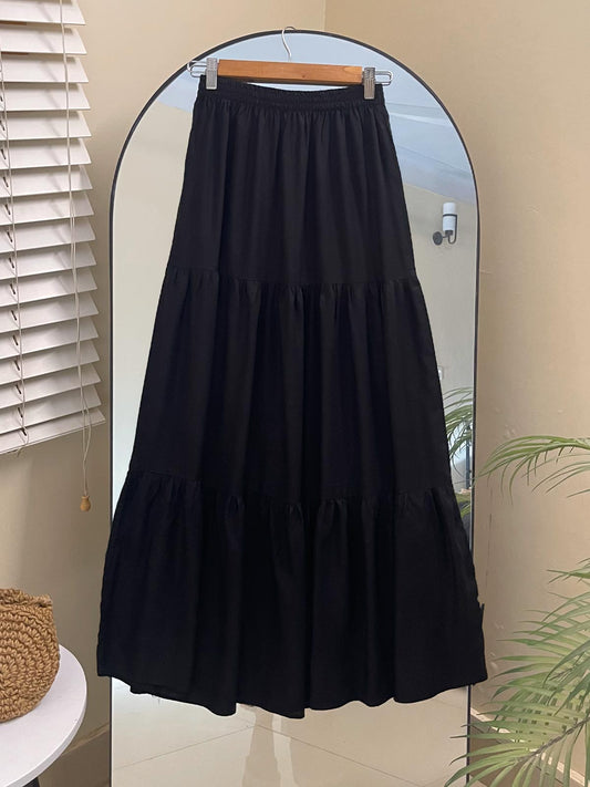 IRENE - BLACK 3 TIERED SKIRT