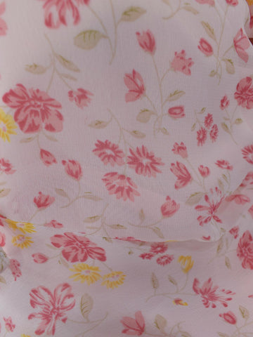 PETAL WHISPER - PINK RUFFLE HEM FLORAL SKIRT