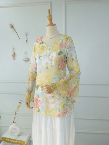 KIARA - PASTEL YELLOW FLORAL FAIRY KURTI