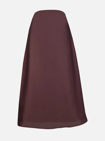 ESTELLE - PLUM BROWN A-LINE SILK SKIRT