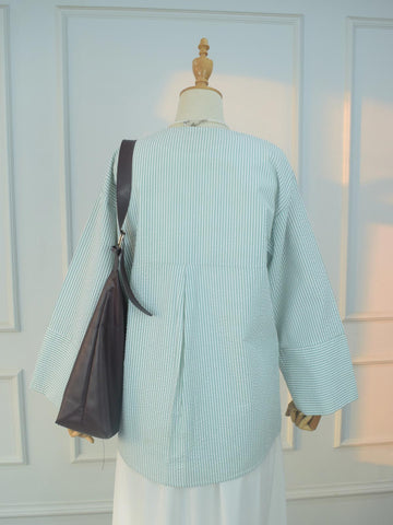 VERALINE - GREEN TEXTURED STRIPE TOP