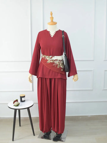RAVELLE - MAROON BALLOON PANTS