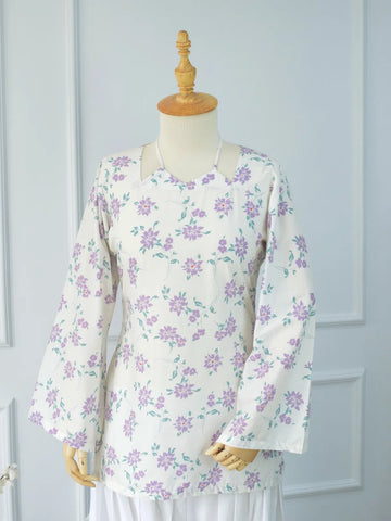 LILAC FLORA - WHITE FLORAL CORSET KURTI