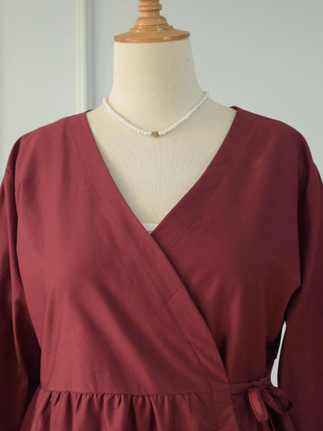 AMORA - MAROON WRAP TOP