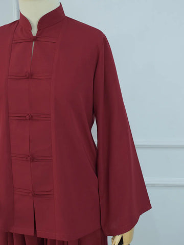 MEILIN - MAROON MANDARIN TOP