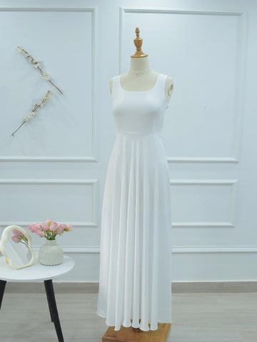CLARA - WHITE SLEEVELESS LONG DRESS