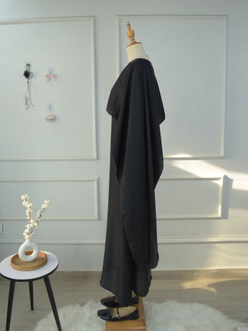 VALENCIA - BLACK SILK CAPE DRESS