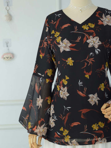 VAELORA - BLACK FLORAL FAIRY KURTI