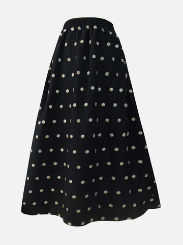 BLACK DAISY - BLACK A-LINE LONG SKIRT