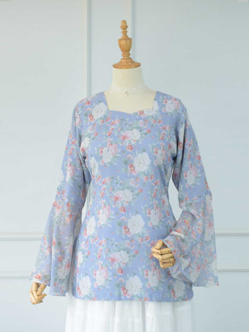NERINA - PASTEL BLUE FLORAL FAIRY KURTI