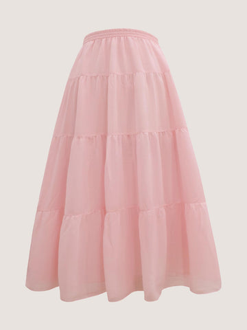 LYVIA - PASTEL PINK 4 TIERED CHIFFON SKIRT
