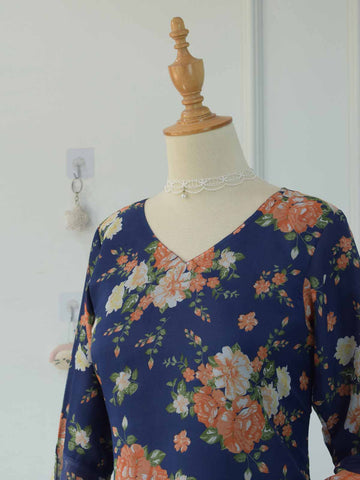 ISMARA - DARK BLUE FLORAL FAIRY KURTI