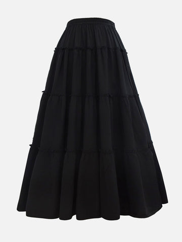 VELORA - BLACK 4 TIERED SKIRT