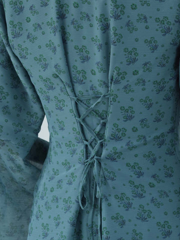 VIRELLE - TEAL FLORAL FAIRY KURTI