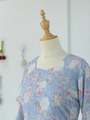 NERINA - PASTEL BLUE FLORAL FAIRY KURTI