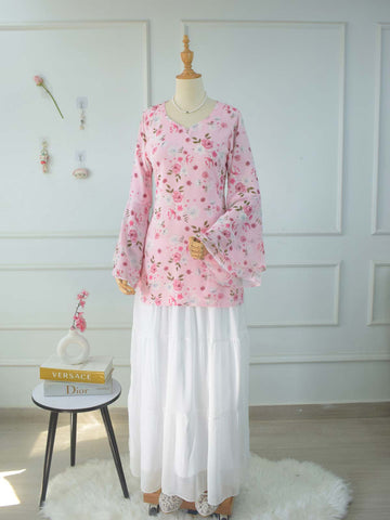 NAYARA - LIGHT PINK FLORAL FAIRY KURTI