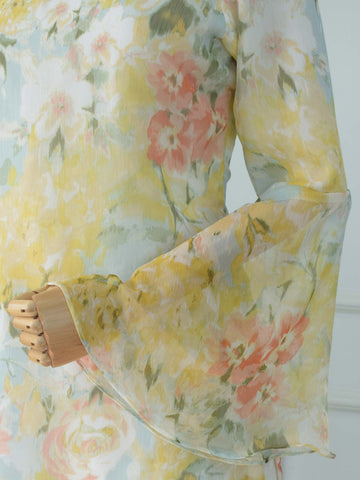 KIARA - PASTEL YELLOW FLORAL FAIRY KURTI