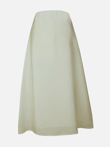 AMORIE - BEIGE A-LINE SILK SKIRT