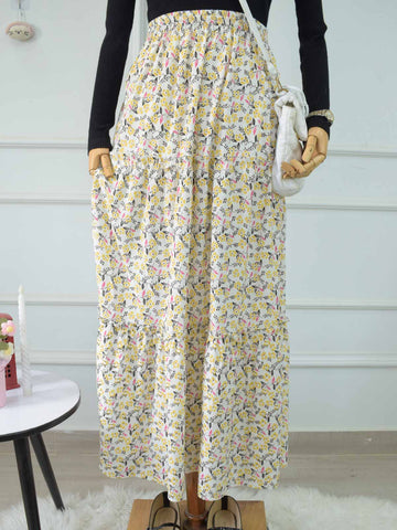 ELARIA - YELLOW FLORAL 3 TIERED SKIRT