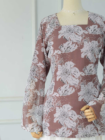 BRUNELIA - PINKISH BROWN FLORAL FAIRY KURTI