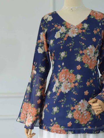 ISMARA - DARK BLUE FLORAL FAIRY KURTI