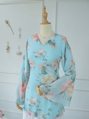 ALARA - AQUA BLUE FLORAL FAIRY KURTI