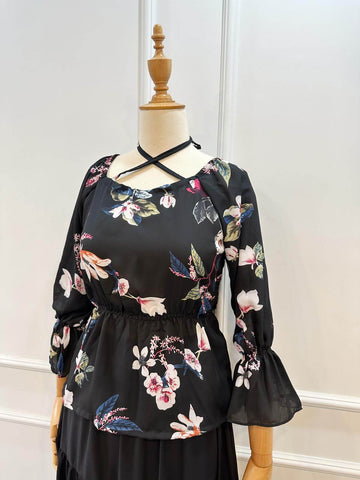 MIDNIGHT BLOOM - BlACK FLORAL BLOUSE