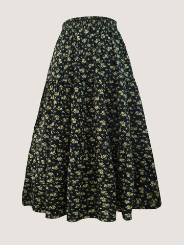 NIGHT BLOOM - 3 TIERED FLORAL SKIRT