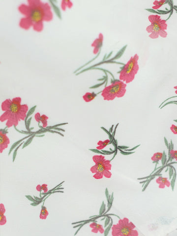 YEONA - WHITE FLORAL RUFFLE HEM TIERED SKIRT