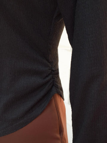 VESPER - BLACK TEXTURED ASYMMETRICAL TOP