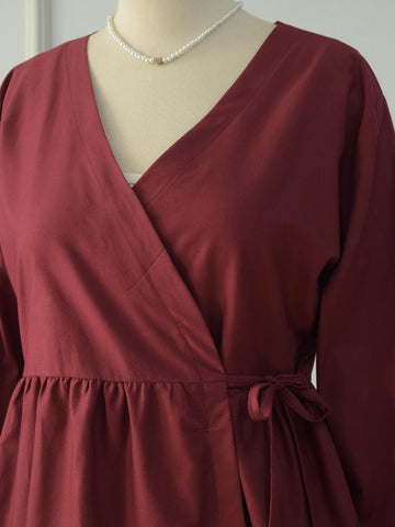 AMORA - MAROON WRAP TOP