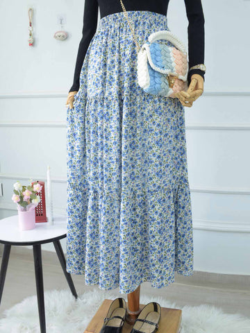 MELIORA - BLUE FLORAL 3 TIERED SKIRT