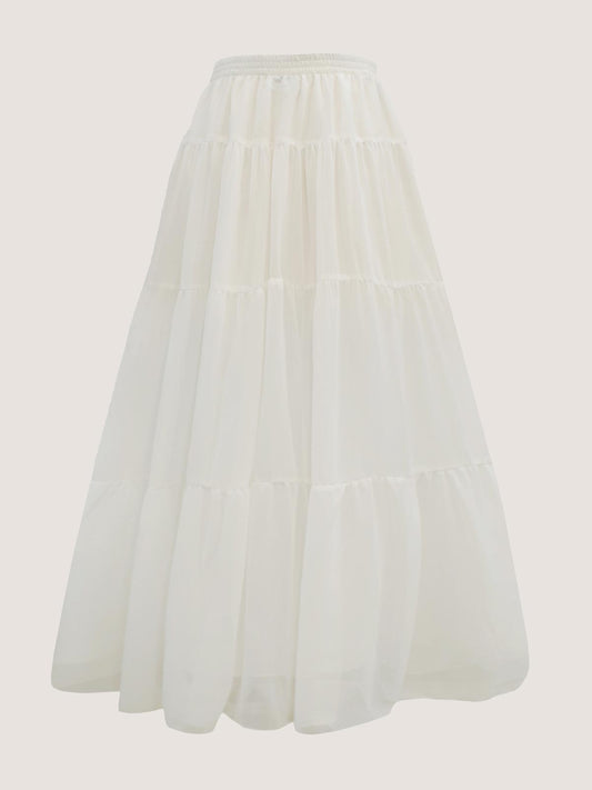 JASMINE - 4 TIERED WHITE CHIFFON SKIRT