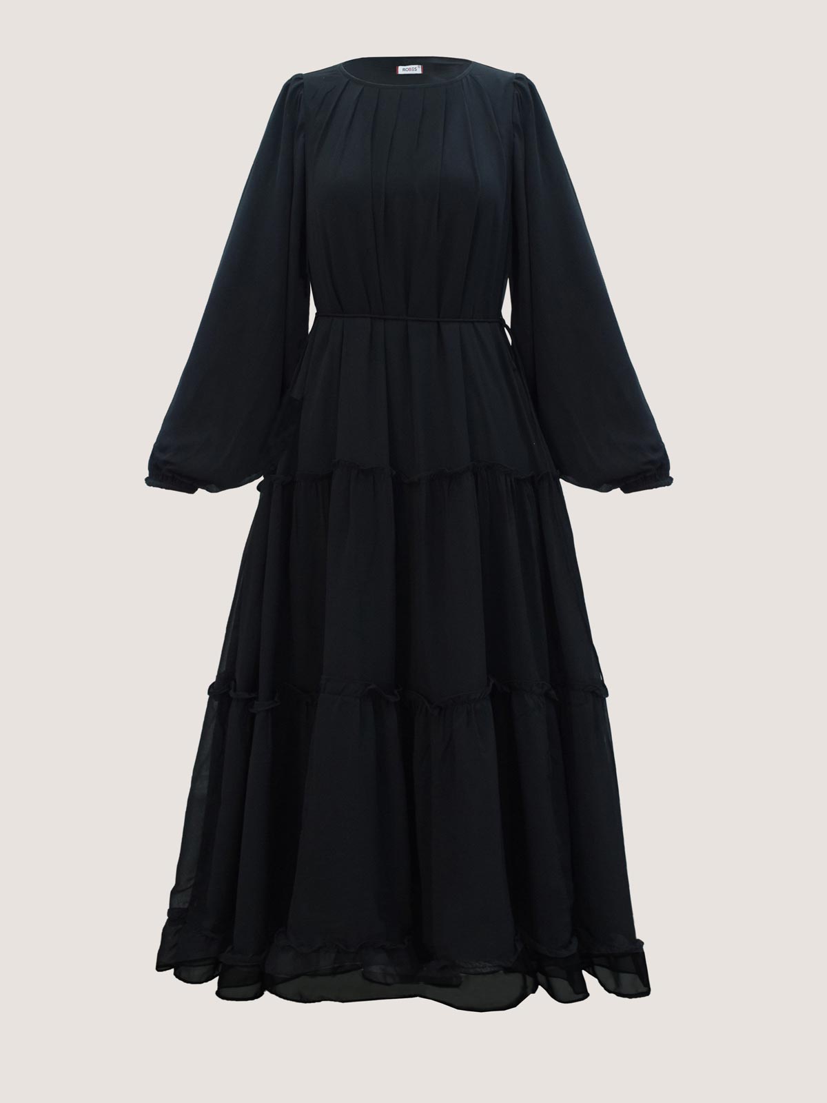 NOIR - BLACK TIERED CHIFFON LONG DRESS
