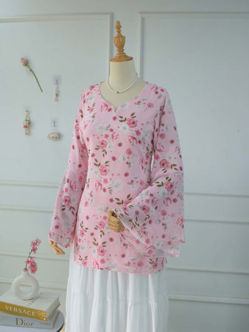 NAYARA - LIGHT PINK FLORAL FAIRY KURTI